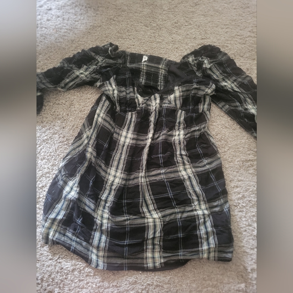 Plaid black and white dress